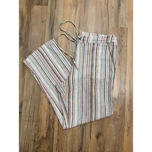 For Cynthia‎ Striped Linen Blend Drawstring Pants Size L Casual Boho